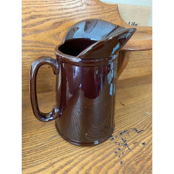 Vintage Redware Red Rooster Pancake Set Batter and Butter Pitchers 1950s - Picture 5 of 10